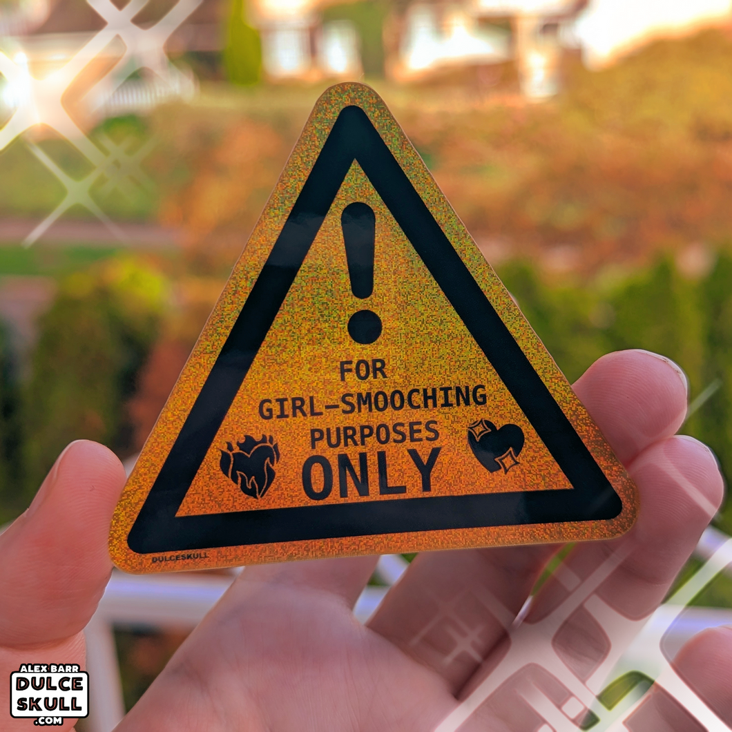 Girl Smooching Warning Sticker – Dulceskull