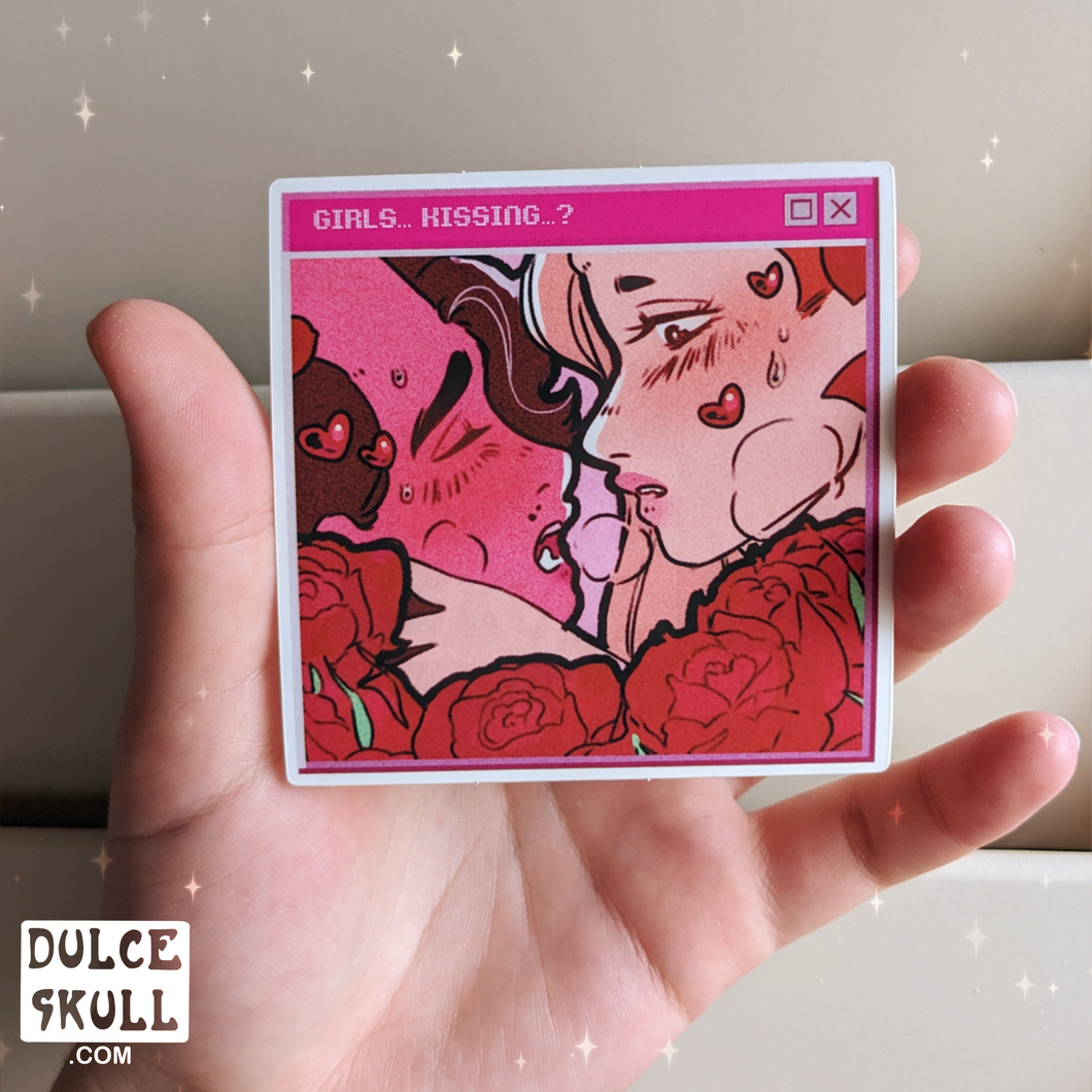 3” Girls Kissing Pop-Up Ad Sticker